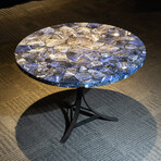 Genuine Polished Sodalite Round Table Top + Frame