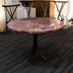 Genuine Polished Strawberry Quartz Round Table Top + Frame