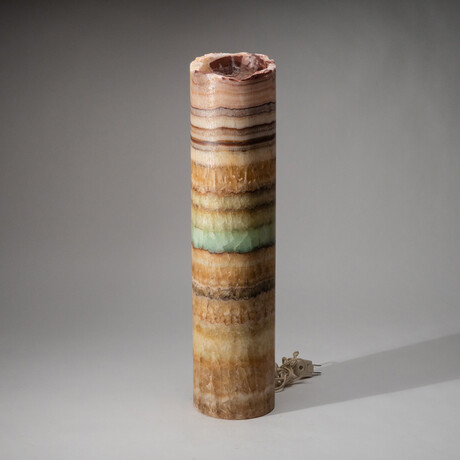 Genuine Polished Rainbow Banded Onyx Lamp