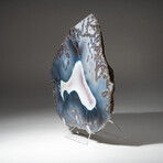 Genuine Moss Agate Geode + Acrylic Display Stand