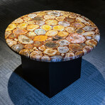 Genuine Polished Polychrome Jasper Round Table Top + Frame