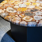 Genuine Polished Polychrome Jasper Round Table Top + Frame