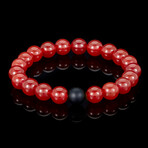 Agate + Black Matte Onyx Bead Stretch Bracelet // 10mm (Red)