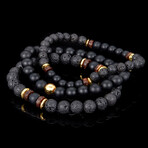 Matte Agate + Lava + Wood + Hematite Bead Stretch Bracelets // Set of 3