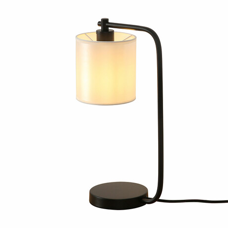 Black Industrial Iron Desk Lamp + Fabric Shade