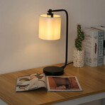 Black Industrial Iron Desk Lamp + Fabric Shade