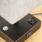 Black Desk Lamp + Fabric Shade // Charging Outlet + USB Ports // Set of 2