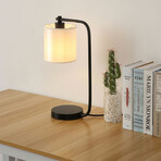 Black Industrial Iron Desk Lamp + Fabric Shade