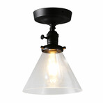 Black Metal Semi-flush Mount Ceiling Light + Shade