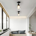 Black Metal Semi-flush Mount Ceiling Light + Shade