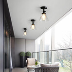 Black Metal Semi-flush Mount Ceiling Light + Shade