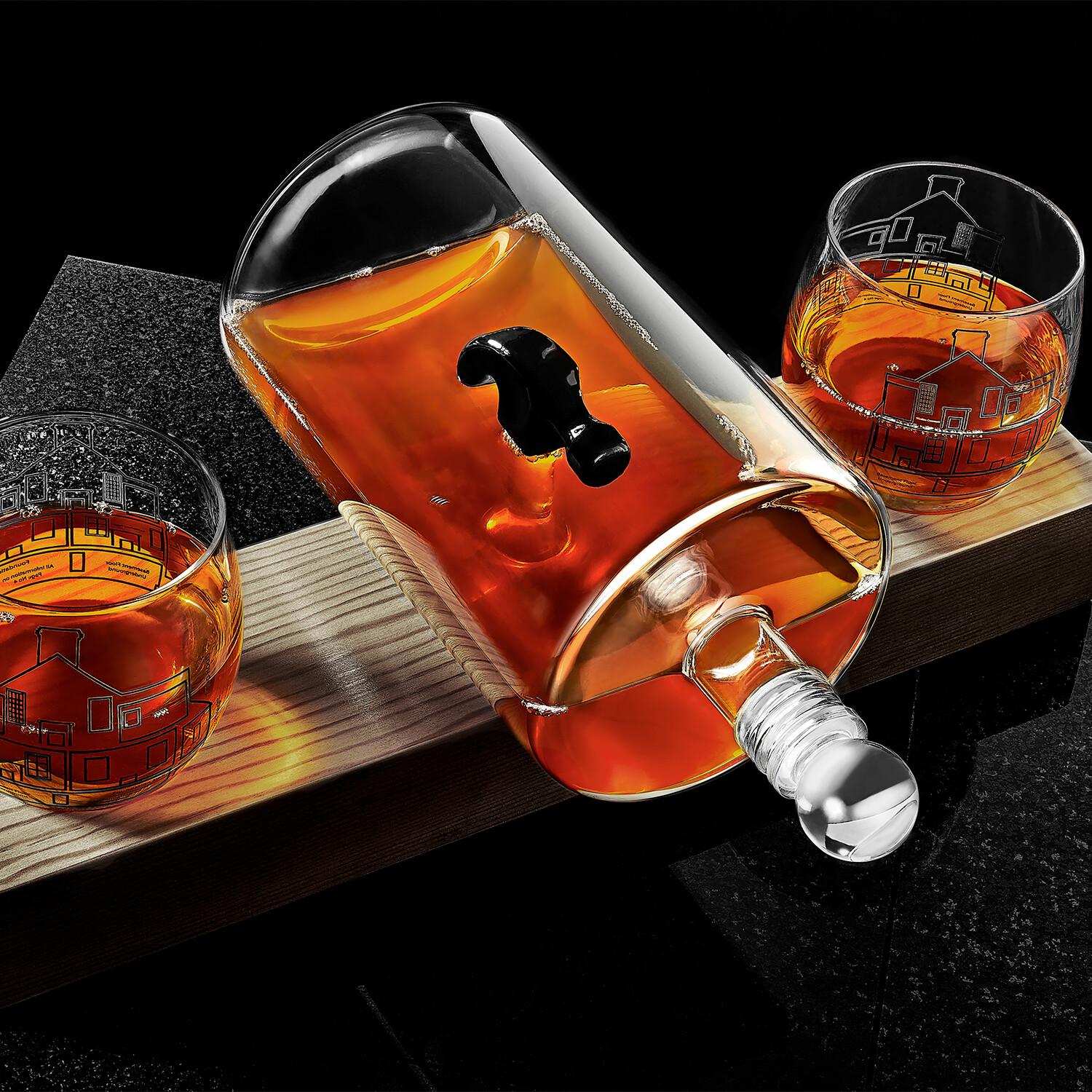 Hammer Whiskey Decanter 2 Whiskey Glasses Tray Joyjolt Touch Of Modern