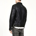 Fulvio Leather Jacket // Navy Blue (XS)