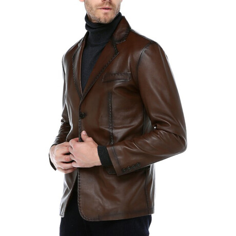 Claudio Leather Blazer // Camel (XS)