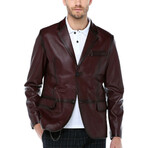 Gian Leather Blazer // Claret Red (3XL)