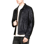 Fulvio Leather Jacket // Navy Blue (XS)