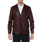 Gian Leather Blazer // Claret Red (3XL)