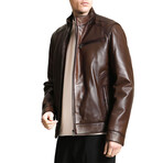 Dario Leather Coat // Camel (5XL)