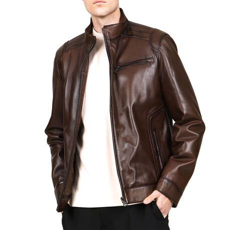 Dario Leather Coat // Camel (XS)