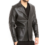 Manuel Leather Sports Blazer // Black (5XL)