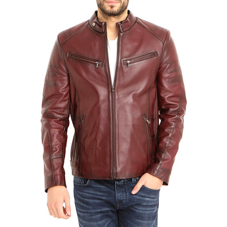 Baccio Leather Jacket // Claret Red (XS)