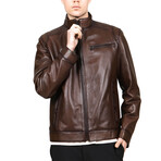 Dario Leather Coat // Camel (5XL)