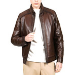 Fabio Leather Coat // Camel (3XL)