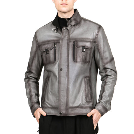 Hugo Leather Jacket // Gray (XS)