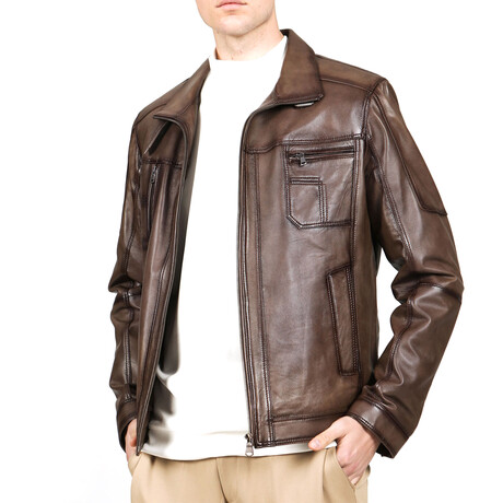 Bernardo Leather Jacket // Mink (XS)