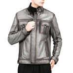 Hugo Leather Jacket // Gray (S)