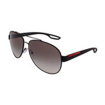 Unisex Aviator PS55QS-DG00A7 Non-Polarized Sunglasses // Black