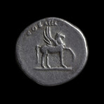 Ancient Roman Silver Coin With Pegasus // Struck 76 AD