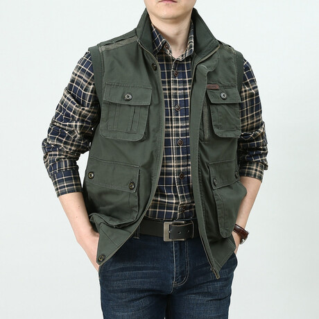 Zach Utility Vest // Military Green (S)