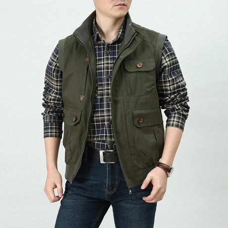 Jeremy Utility Vest // Military Green (S)