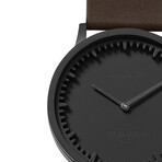 Tube Watch T32 // Black // Brown Leather