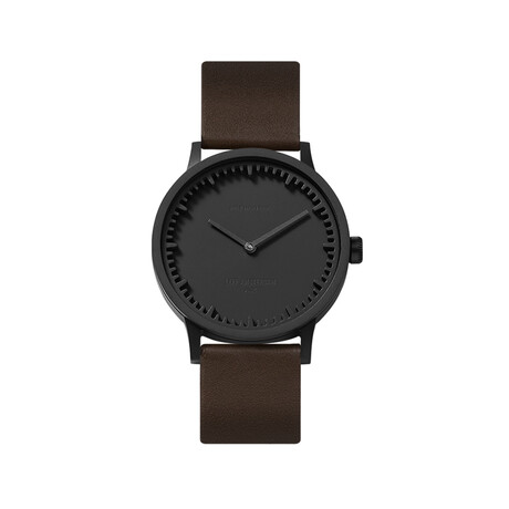 Tube Watch T40 // Black // Brown Leather