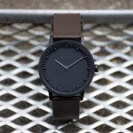 Tube Watch T32 // Black // Brown Leather