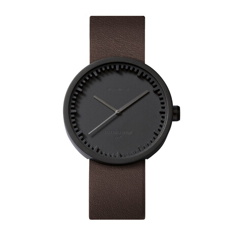 Tube Watch D42 // Black // Brown Leather