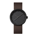 Tube Watch D42 // Black // Brown Leather