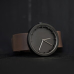 Tube Watch D38 // Black // Brown Leather