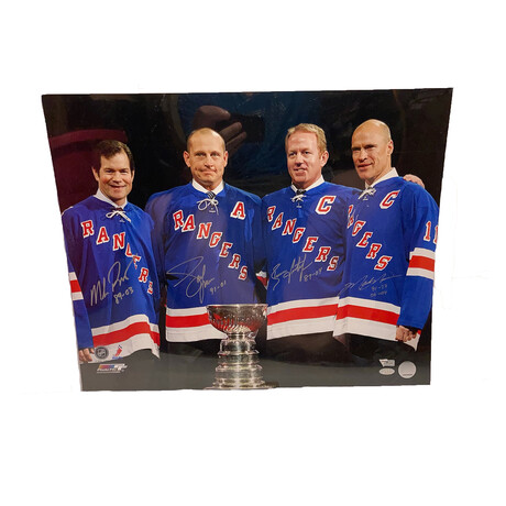 Mark Messier, Brian Leetch, Adam Graves, Mike Richter // Signed Photograph // New York Rangers