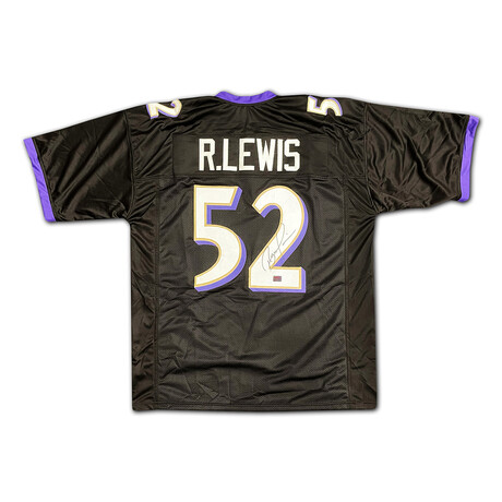 Ray Lewis // Autographed Baltimore Ravens Custom Football Jersey