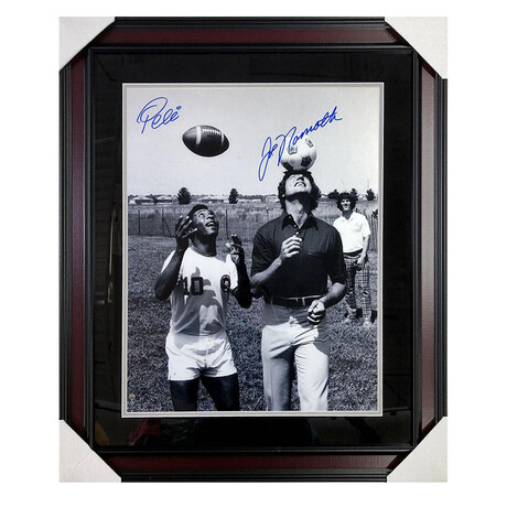 Pele + Joe Namath Autographed Photo // Framed // 16X20