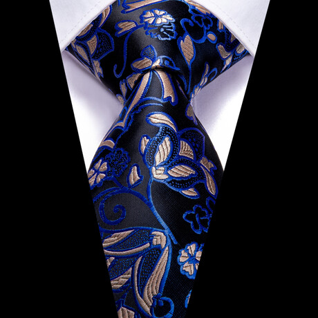 Lennon Silk Tie // Black + Blue