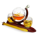 Rocket Whiskey Set with Solar System // Decanter + 2 Planet Whiskey Glasses