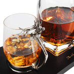 Stag Whiskey Set // Decanter + 2 Stag Whiskey Glasses