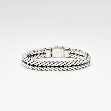 Bali Handmade Extra-Wide Arrow Link Bracelet // Silver