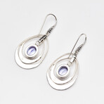 Women's Bali Tanzanite Chandelier Earrings // Silver + 18K Gold