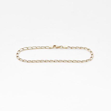 Hollow 14K Gold Charm Link Chain Bracelet // 3mm // Yellow Gold // 8"