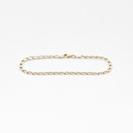 Hollow 14K Gold Charm Link Chain Bracelet // 3mm // Yellow Gold // 8"